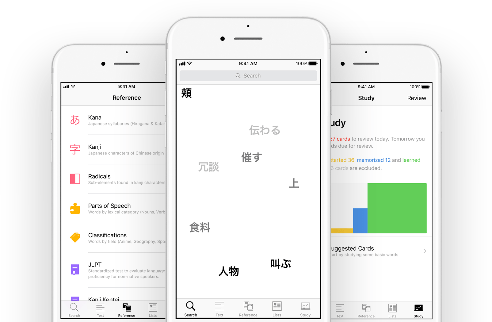 Screenshots of Japanese app